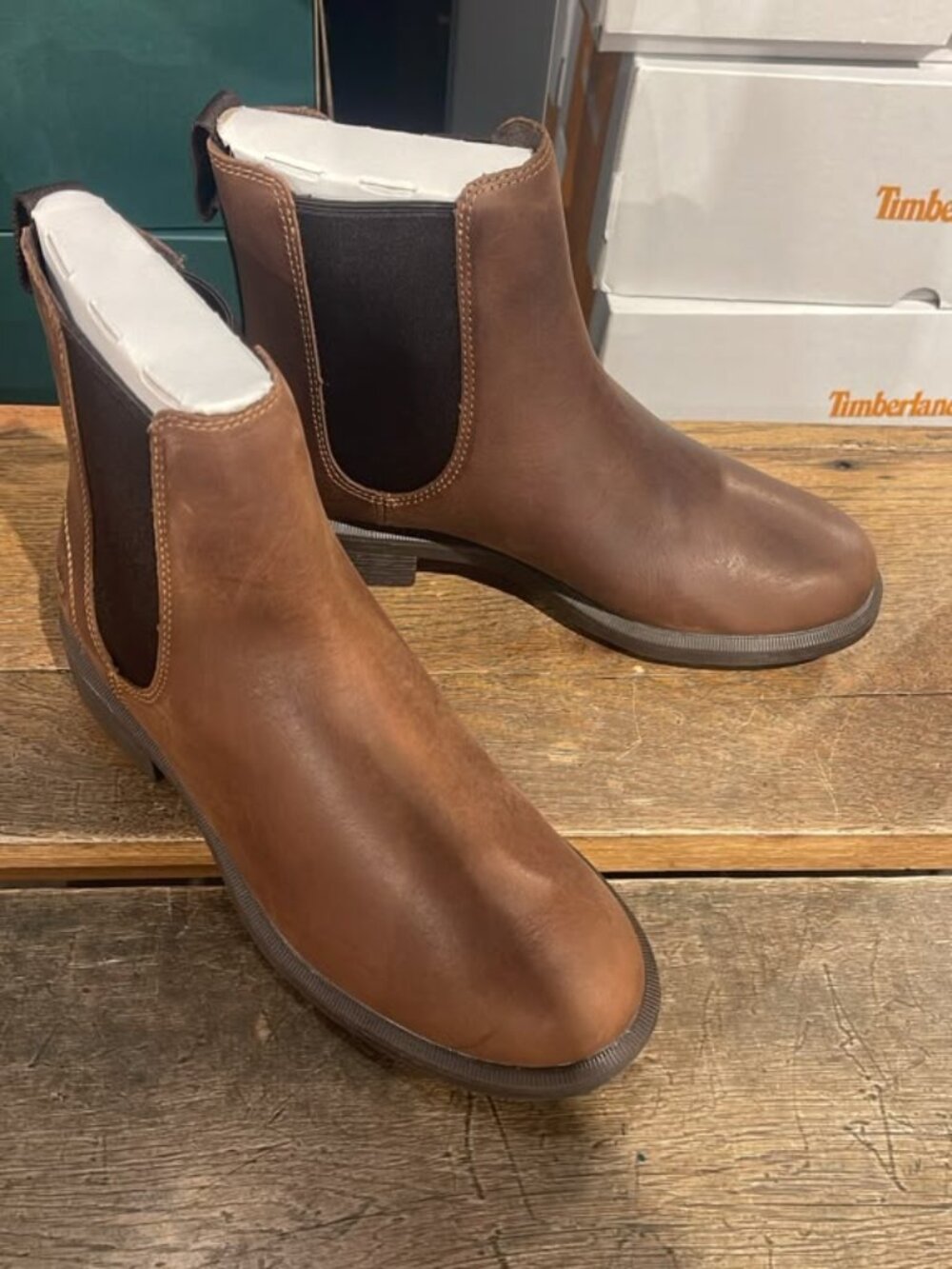 TIMBERLAND WOMEN'S VERONA SQUARE MID CHELSEA BOOT MD BROWN FULL GRAIN A42MJ-EM4